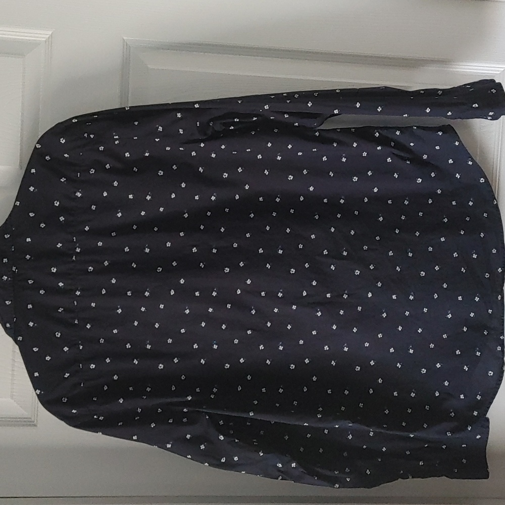 Aeropostale Women's Medium Navy Blue Button Down Patterned Long Sleeve Shirt - Picture 5 of 5
